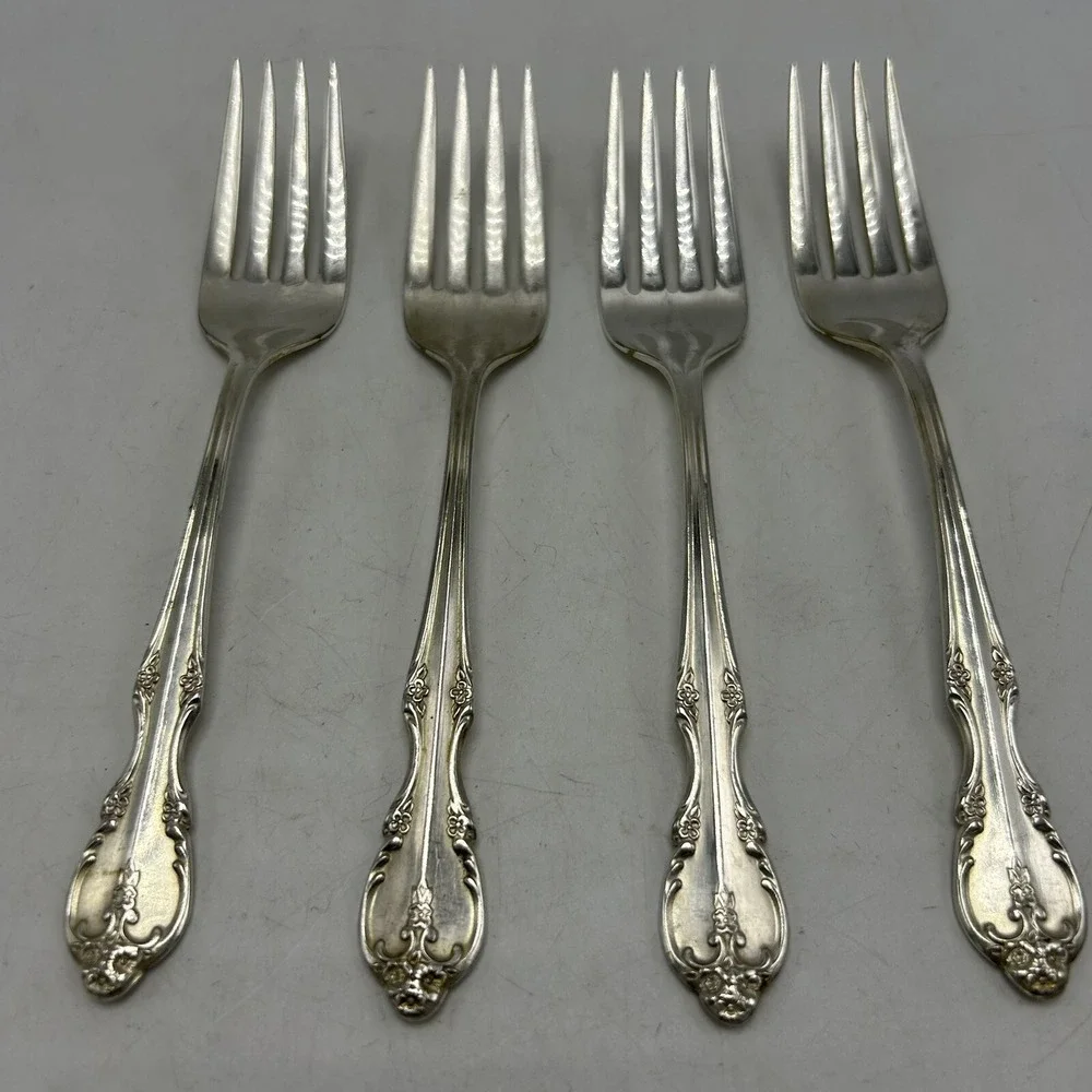 Rogers Bro Southern Splendor Silverplate 4 Salad Forks Reinforced Plate IS